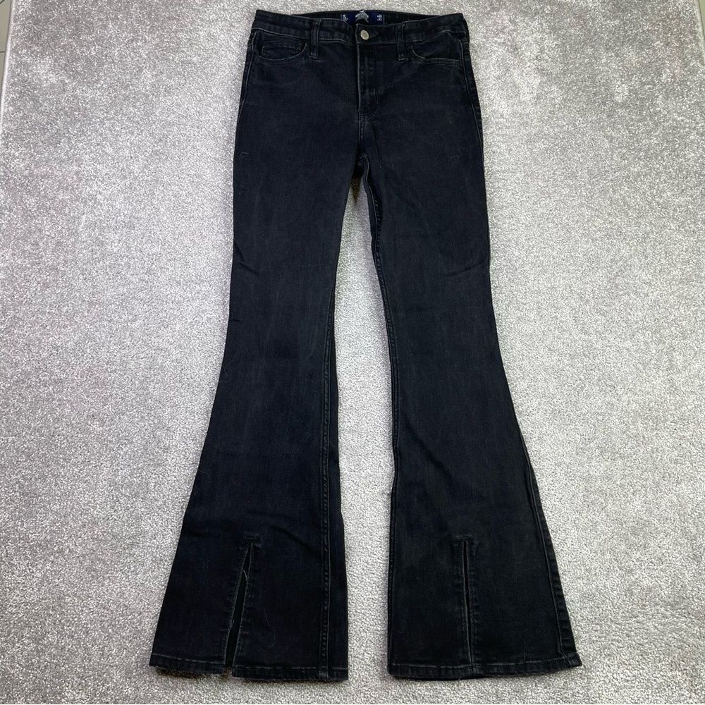 Hollister Jeans Women’s 28 Black Flare High Rise Split Leg Soft Stretch Boho
